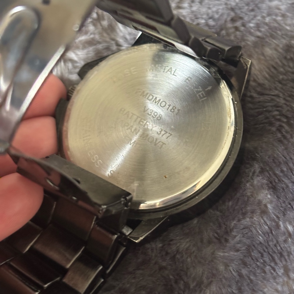 Black Chrome Watch with Rose Gold Accents - Picture 4 of 4